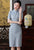 Mezza manica al ginocchio Cheongsam plaid e quadri Abito cinese