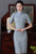 Mezza manica al ginocchio Cheongsam plaid e quadri Abito cinese