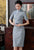 Mezza manica al ginocchio Cheongsam plaid e quadri Abito cinese