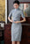 Half Sleeve Knee Length Cheongsam Plaids & Checks Chinese Dress