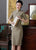 Mezza manica al ginocchio Cheongsam plaid e quadri Abito cinese