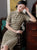 Mezza manica al ginocchio Cheongsam plaid e quadri Abito cinese