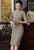 Mezza manica al ginocchio Cheongsam plaid e quadri Abito cinese