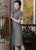 Chic Half Sleeve Knee Length Cheongsam Plaids & Checks Chinese Dress