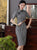 Chic Half Sleeve Knee Length Cheongsam Plaids & Checks Chinese Dress