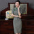 Chic Half Sleeve Knee Length Cheongsam Plaids & Checks Chinese Dress