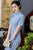 Chic Half Sleeve Knee Length Cheongsam Plaids & Checks Chinese Dress