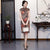 Robe chinoise Cheongsam en soie florale à manches longues et au genou avec doublure