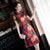Cap Sleeve Knee Length Floral Silk Cheongsam Chinese Style Mother Dress
