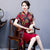 Robe Cheongsam à manches courtes et longueur au genou Floral Ao Dai avec pompon