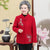Traje Tang de lana con bordado floral con cuello mandarín Chaqueta tradicional china Abrigo de madre