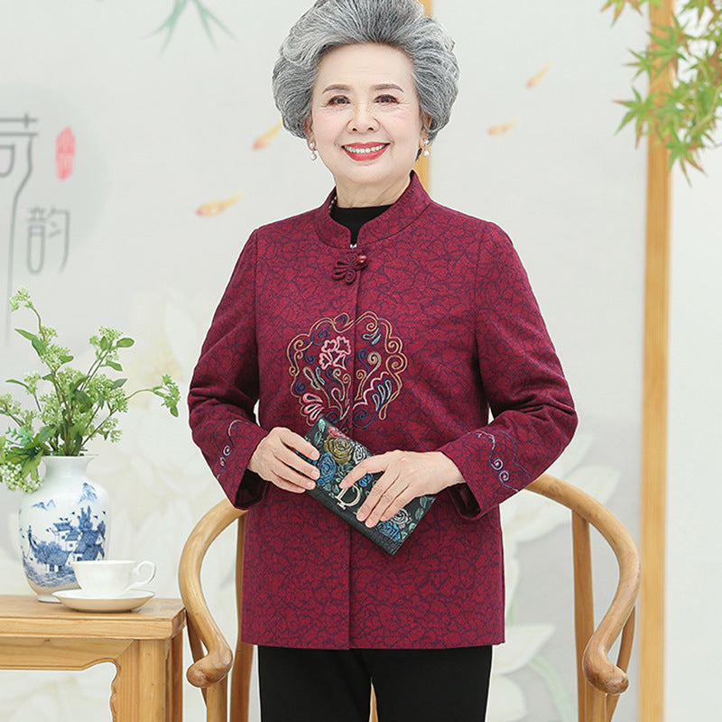 Chinese Collar Jacket For Ladies Silk Velvet Jacket Womens Long