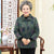 Lapel Collar Geometry Embroidery Woolen Tang Suit Traditional Chinese Jacket Mother's Coat