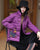 Chinese Style Women's Down Coat with Strap Buttons & Floral Pattern Pockets