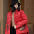 Chinese Style Women's Down Coat with Strap Buttons & Floral Pattern Pockets