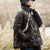 Stand Collar Chinese Style Women's Down Coat with Fur Edge & Strap Buttons