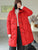 Knee Length Stand Collar Chinese Style Women's Down Coat with Strap Buttons