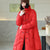 Knee Length Stand Collar Chinese Style Women's Down Coat with Strap Buttons