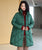 Knee Length Stand Collar Chinese Style Women's Down Coat with Strap Buttons