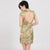 Knee Length Cap Sleeve Brocade Cheongsam Floral Chinese Dress