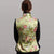 Gilet chinois en brocart floral avec bordure en fourrure et boutons à sangle