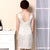 Deep V Neck Backless Knee Length Brocade Cheongsam Chinese Dress