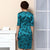 Half Sleeve Boat Neck Knee Length Reformational Cheongsam Dress