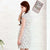 Knielanges chinesisches Cheongsam-Kleid mit Blumenmuster aus 100% Baumwolle