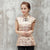 V Neck Cap Sleeve Brocade Cheongsam Top Chinese Shirt