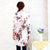 Camicetta floreale in stile cinese a maniche lunghe con scollo a V