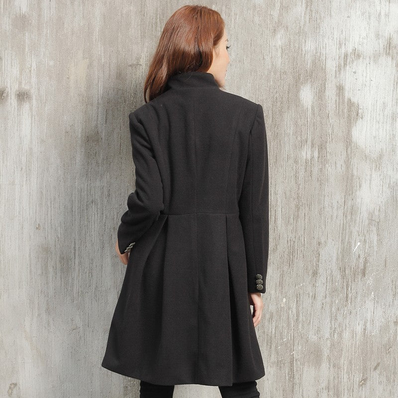 Women's Double-Breasted Wool Blend Chinese Style Wind Coat